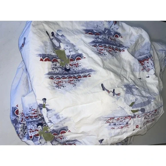 POTTERY BARN MVP SPORTS BLUE RED BASEBALL FOOTBALL SOCCER Queen Size
