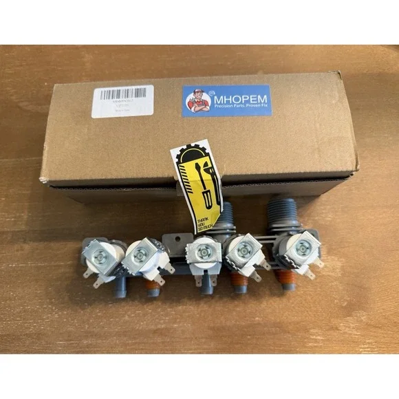 MHOPem Washing Machine Water Inlet Valve Assembly w/ 4 Yellow Seals Gray/White