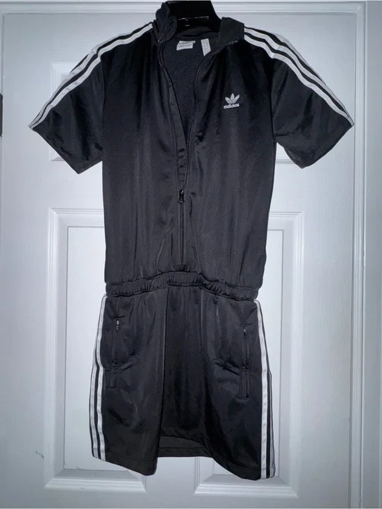 adidas Black Zip-Front Track Jacket with White Trefoil