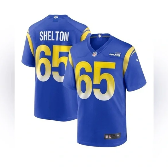 Nike Coleman Shelton 65 Royal Los Angeles Rams Game Jersey Women’s