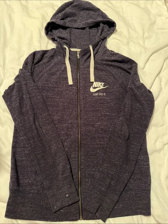 Nike Heathered Dark Purple Full-Zip Hoodie with White Logo