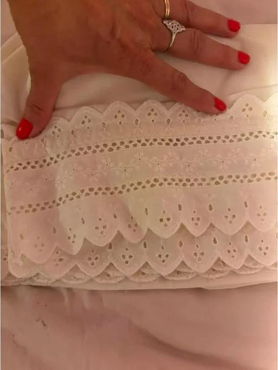 Vtg Wamsutta Penobscot Plus Beige Eyelet Double Flat Sheet NOS Wamsutta d6