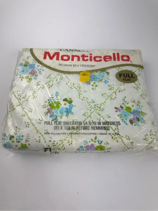Cannon Monticello Plantation Bouquet Floral Full Flat Sheet Vtg 1970’s Flowers