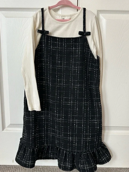 H&M - Top with Black Tweed Pinafore Dress