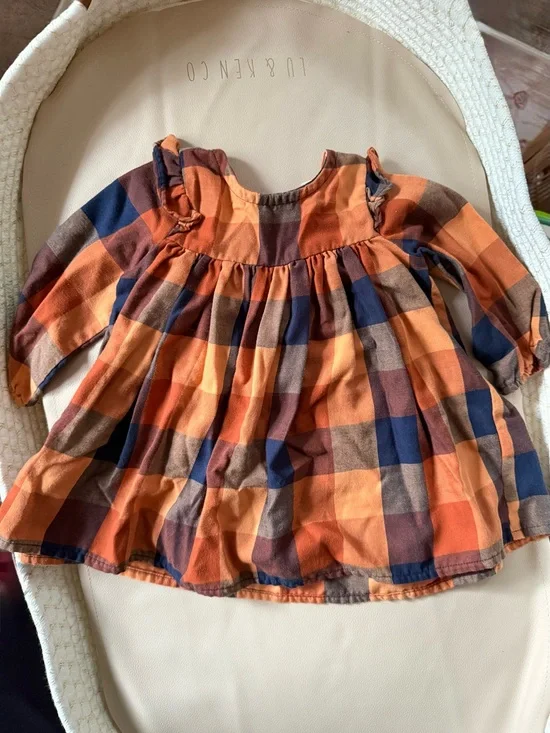 3 for$25 The Children's Place Orange, Navy & Brown Plaid Long-Sleeve