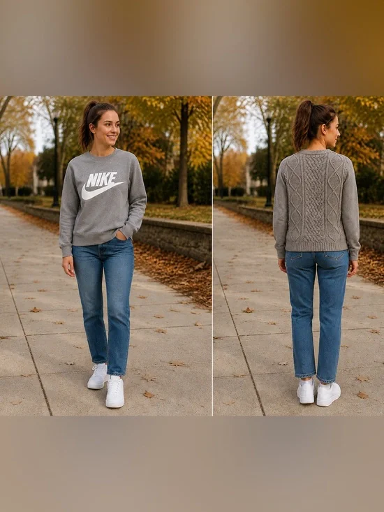 Nike Gray Crewneck Sweatshirt with White Logo
