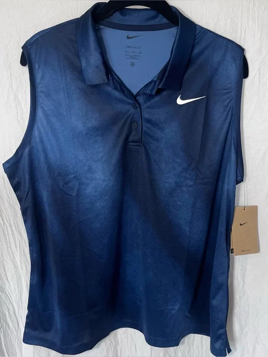Nike Golf Victory Dri-FIT Womens XL Sleeveless Polo Shirt Mystic Navy Blue NWT