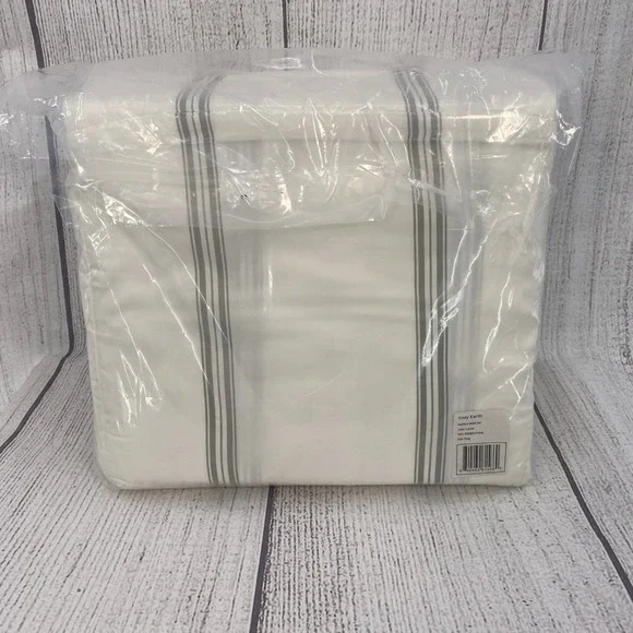Cozy Earth Bamboo Sheet Set King Laurel White Striped Luxury Minimalist Coastal