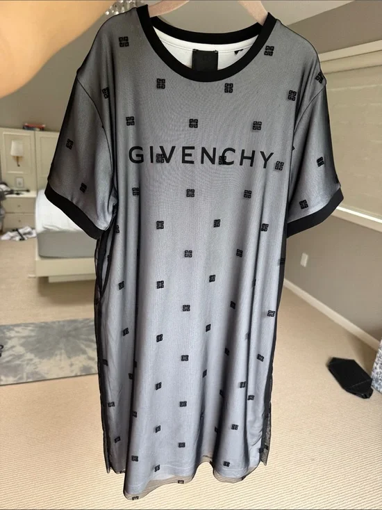 Givenchy Grey and Black Logo Tee Dress