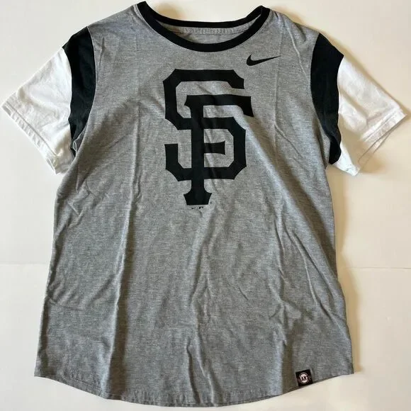 Nike Women's Grey and Black T-shirt
