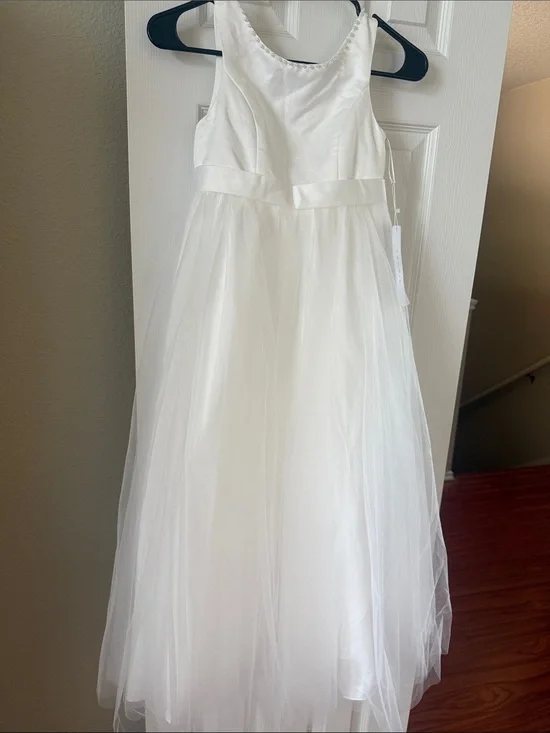 Kids White Tulle Flower Girl Dress