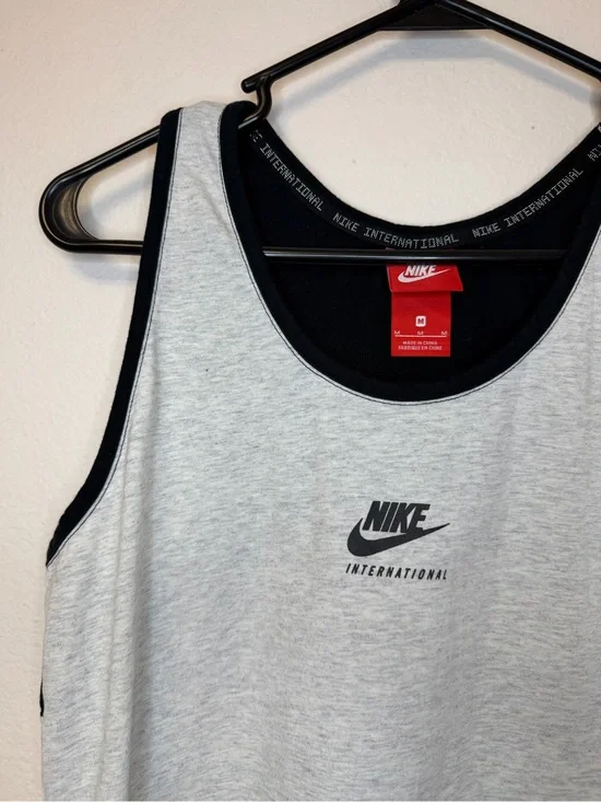 Nike Heather Gray and Black International Logo Tank