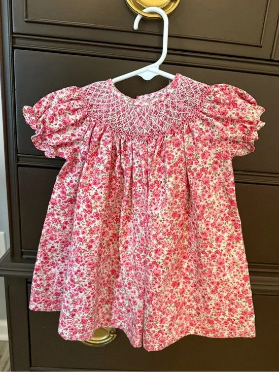 Pink Floral Smocked Dress
