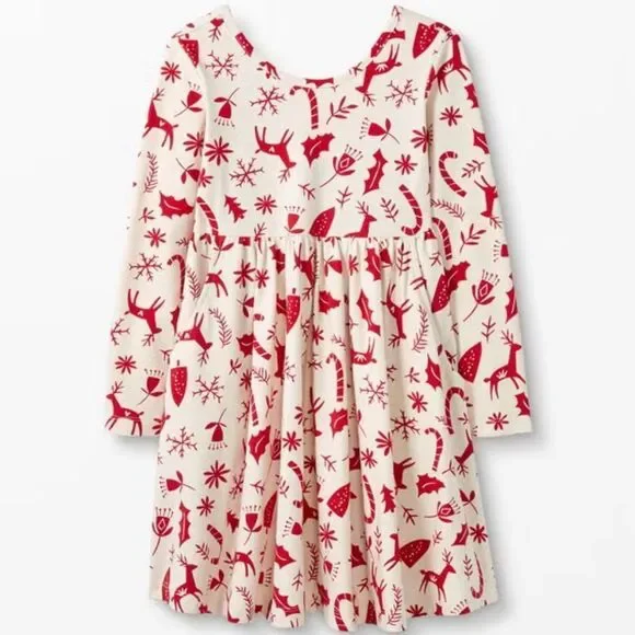 Hanna Andersson Festive Skater Twirl Dress Sz 120cm