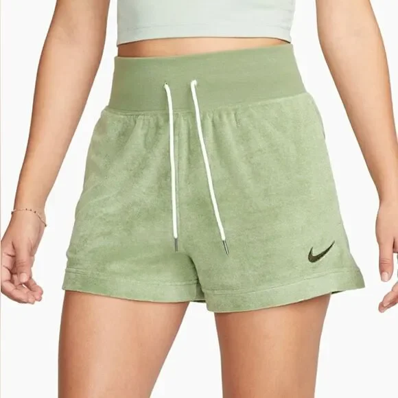 Nike Sportswear NSW Terry Shorts Green Cargo Khaki Women's Large L DV7822-386