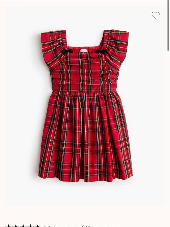 J Crew Crewcuts red green holiday tartan plaid ruching velvet bow dress 3