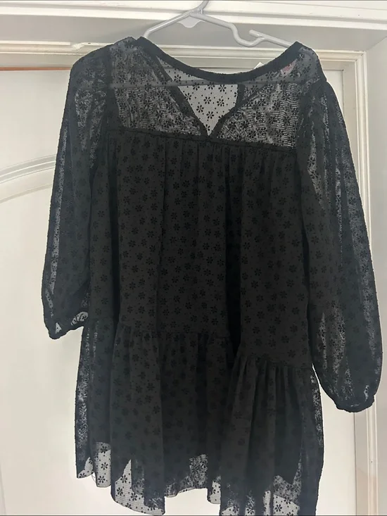 Zara Kids Sheer Black Floral Lace Dress