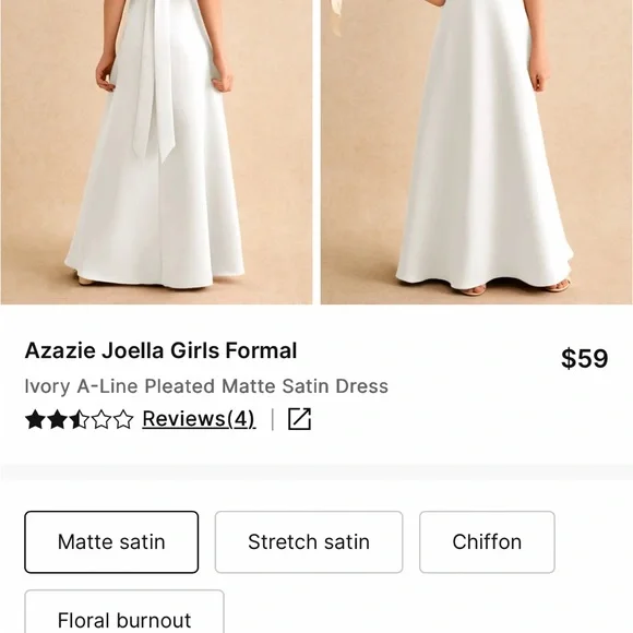 Azazie Ivory Girls A-Line Satin Dress