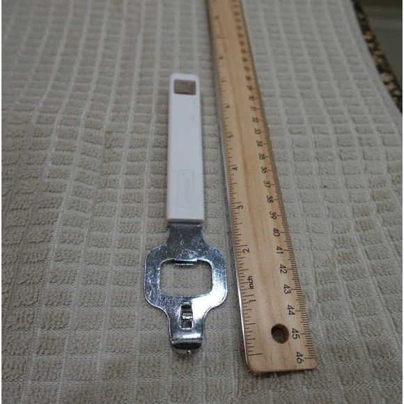 Kamenstein Bottle and Can Opener‎ White Handle Stainless Steel Church Key 6.25in