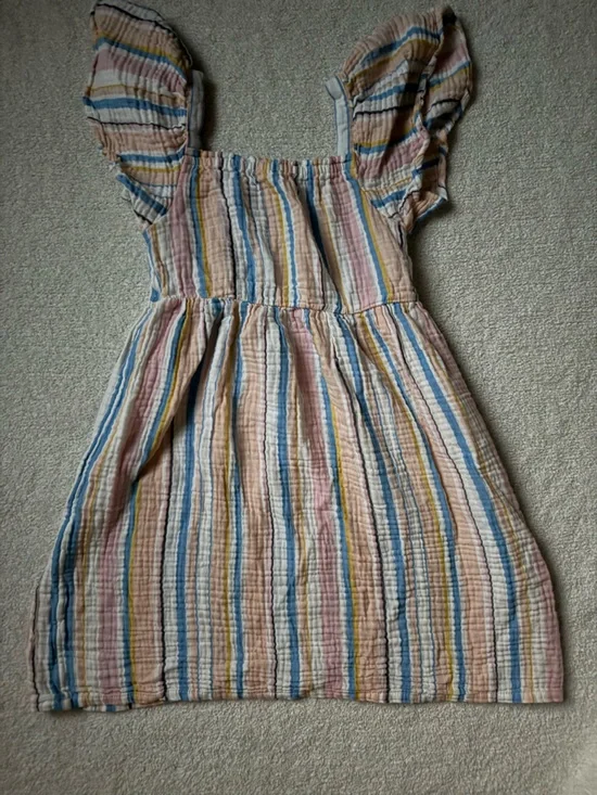 Roxy Girls Striped Cotton Sundress in Pink, Blue, Yellow