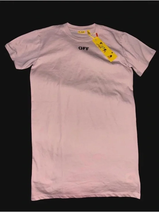 NWT Off-White Cream 'OFF' Chest Logo Tee with Yellow Tag
