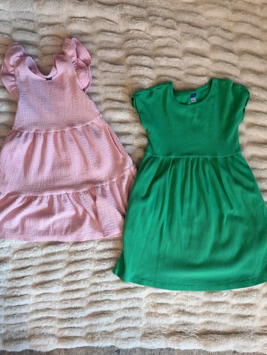 Old Navy Pink & Green Girls' Casual Dresses Duo