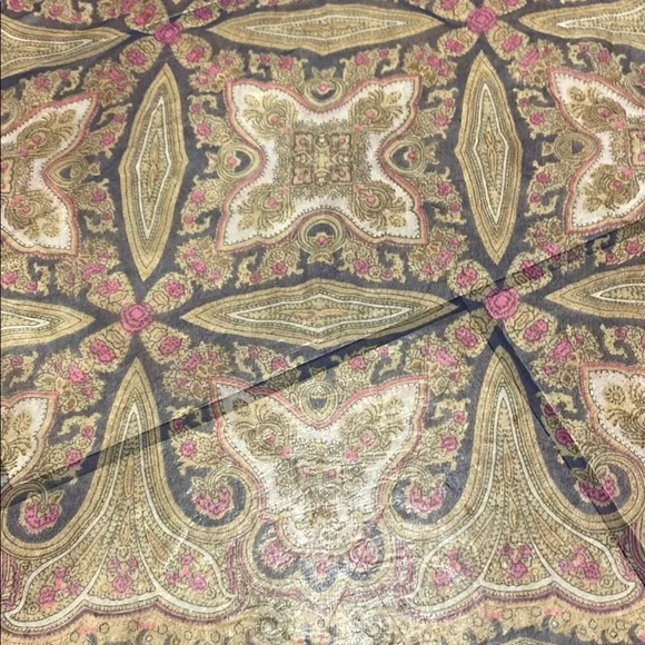Vintage Chiffon Hand Rolled Silk Blend Scarf in Pink and Brown Luxury Retro Fall