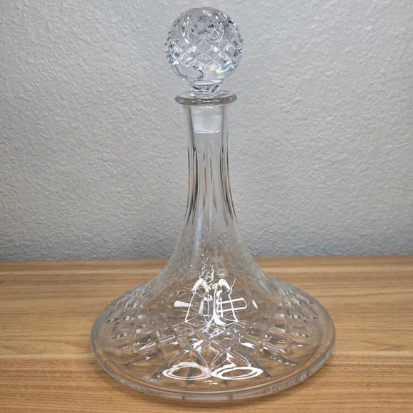 Vintage Rogaska Gallia Hand Blown Crystal Ships Decanter & Stopper 10 1/2