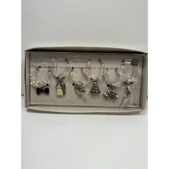 Russ White Lace And Promises Wedding Glass Charms Set Of 6 New