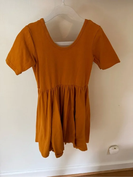 Girls' Casual Rust Orange Short Sleeve Dress