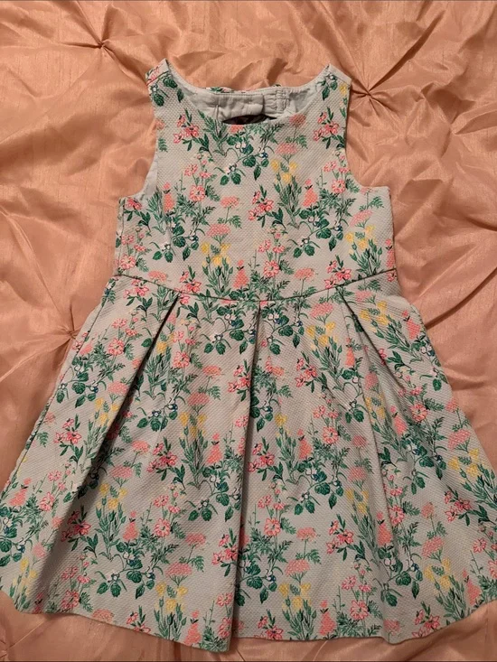 Janie and Jack Floral Sleeveless Dress in Pink, Green & Yellow