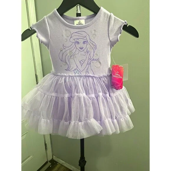 Disney Princess Ariel Purple Tutu Dress Cap Sleeve 18M Party Tulle