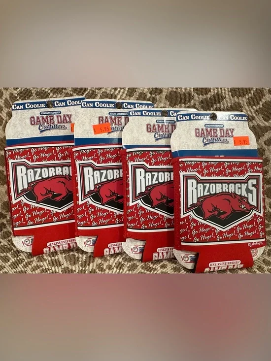 Lot of 4 Arkansas Razorbacks Insulating Can Coolie Koozie~Game Day Outfitters
