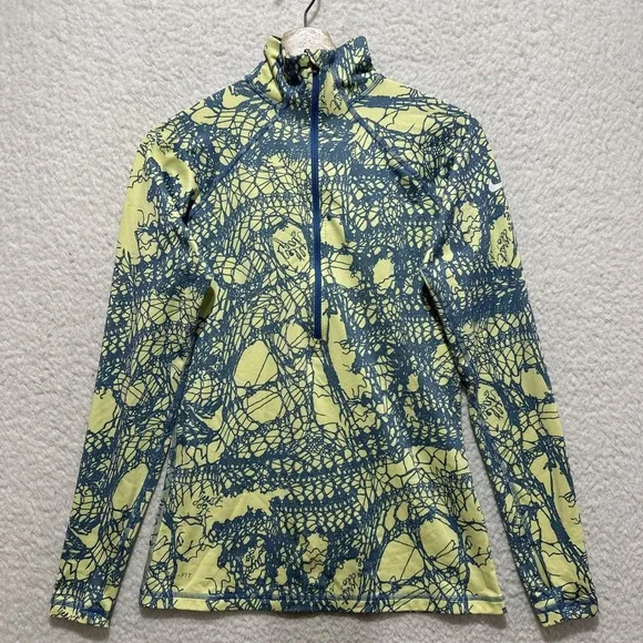 Nike Pro Women's Size M Blue Green 1/2 Zip Long‎ Sleeve Activewear Pullover Logo