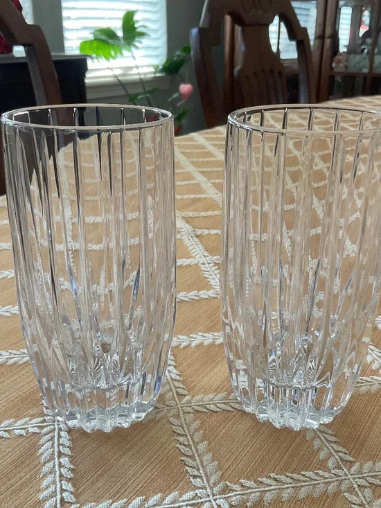 Pair of Mikasa Park Lane crystal highball glasses.  Clear. EUC
