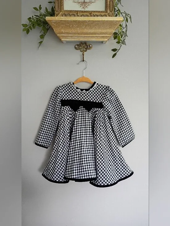 Allison Ann Girls' Black & White Gingham Formal Dress