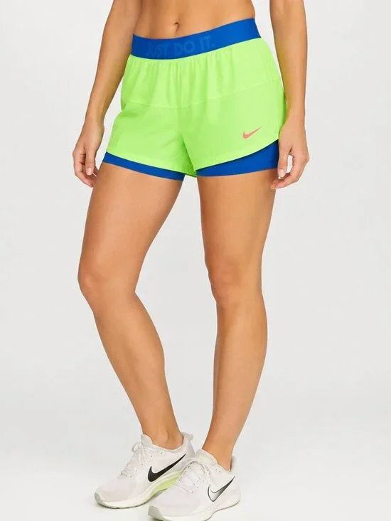 Nike Dri-FIT 2-in-1 Running Shorts Women's XL Green Blue Athletic Activewear