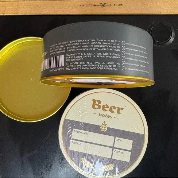 Luckies of London Beer Notes Personalizable Beer Mat Tasting Coasters in‎ Tin