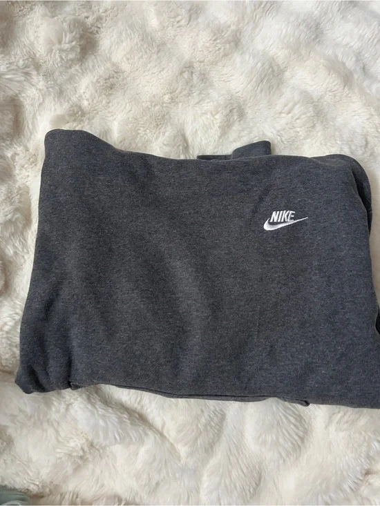 Nike Gray Hoodie with White Tag and Black Swoosh
