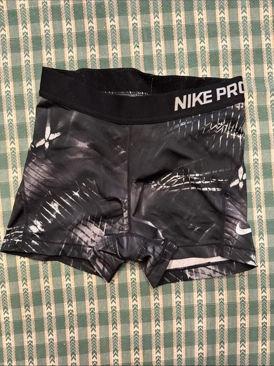 Nike Pro Black and White Tie-Dye Compression Shorts