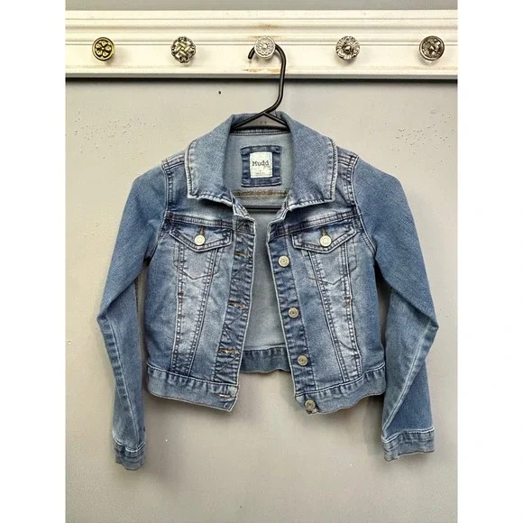 Mudd Denim Jacket‎ Girls 8 Blue Trucker Classic Stretch Long Sleeve