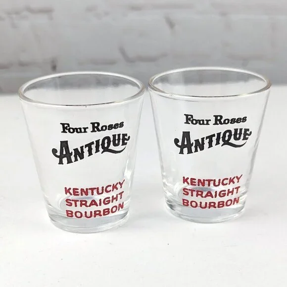Set of 2 Four Roses Antique Bourbon Shot Glasses