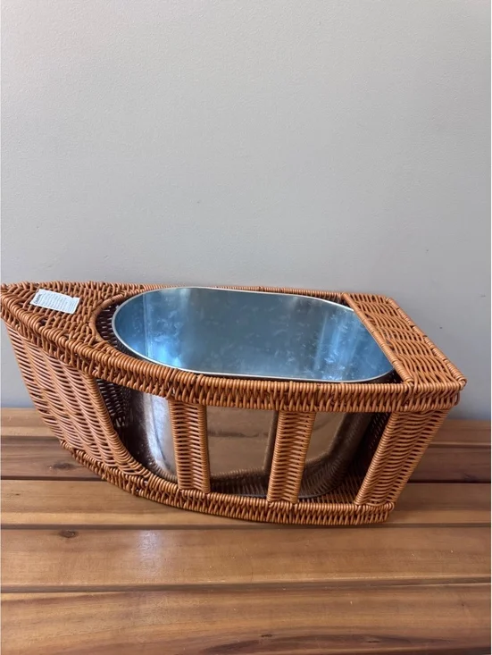 Sun & Bliss Ciroa Home Resin Wicker Boat Ice Bucket Galvanized Metal
