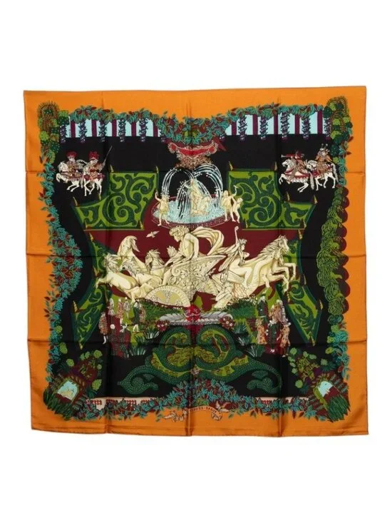 Hermes Carre 90 le Paradis du Roy Scarf Multicolor Silk