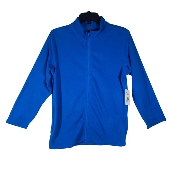 Liberty Valor Boys Blue‎ Full Zip Fleece Jacket Mock Neck XL 14/16 Pockets NWT