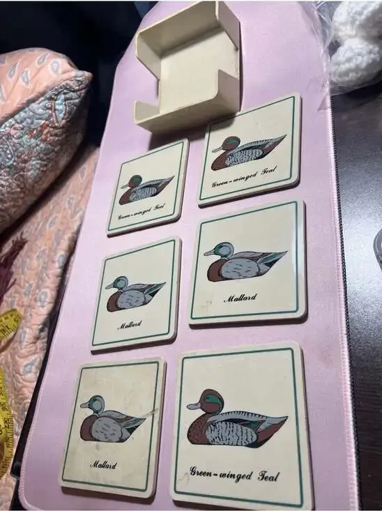 Georges Briard Vintage Duck Motif Coaster Set with Holder