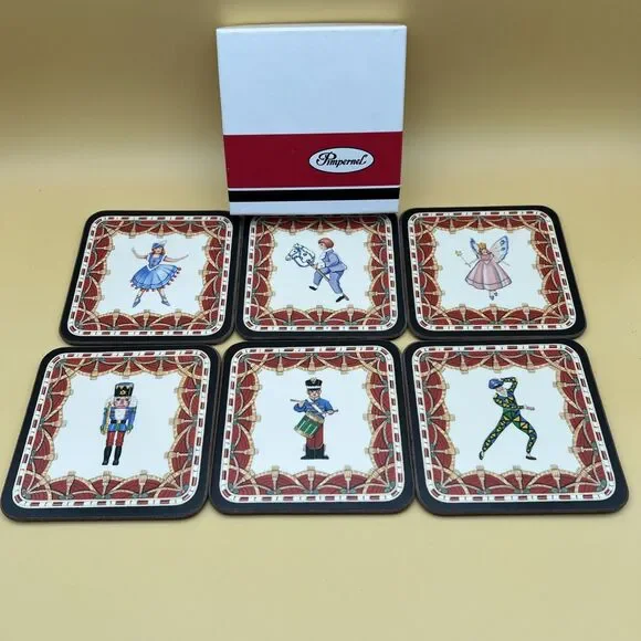 Boxed Set Of 6 Pimpernel NUTCRACKER 4.25” Coasters Christmas