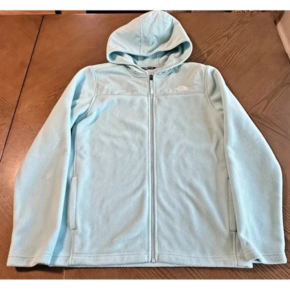 The North Face Lightweight Soft Fleece Full Zip Hooded Jacket Blue Youth XL‎