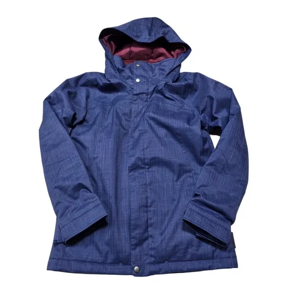 Burton Kids Ski Snowboard Jacket Blue Plaid Hooded‎ Waterproof Insulated XL 18