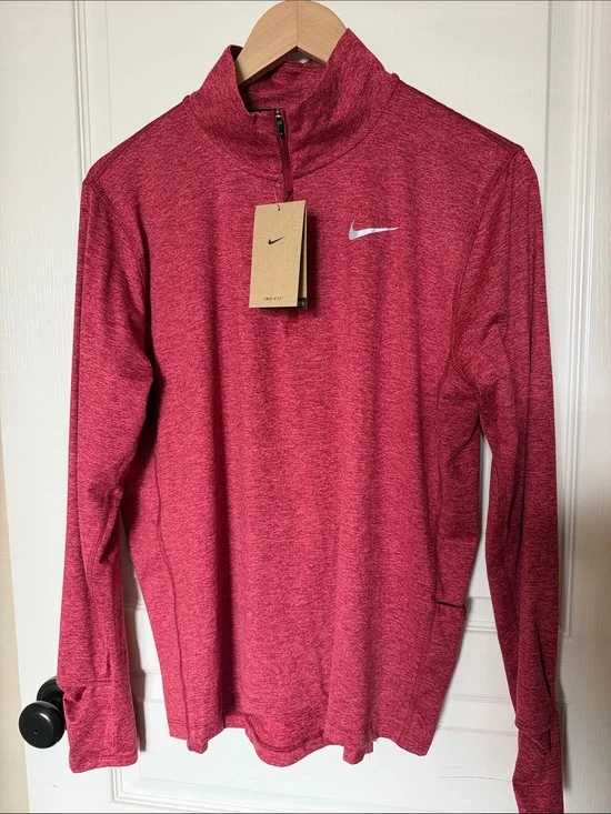 Nike Red Heather Half-Zip Performance Top